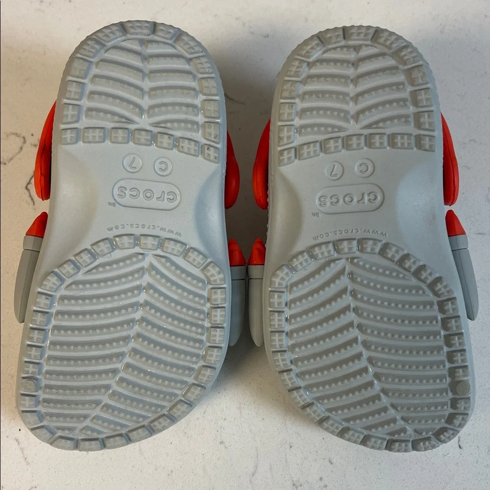 Crocs Classic Rocket Ship Clog  210359 - Toddler - Gray / Mirage Orange Size 7